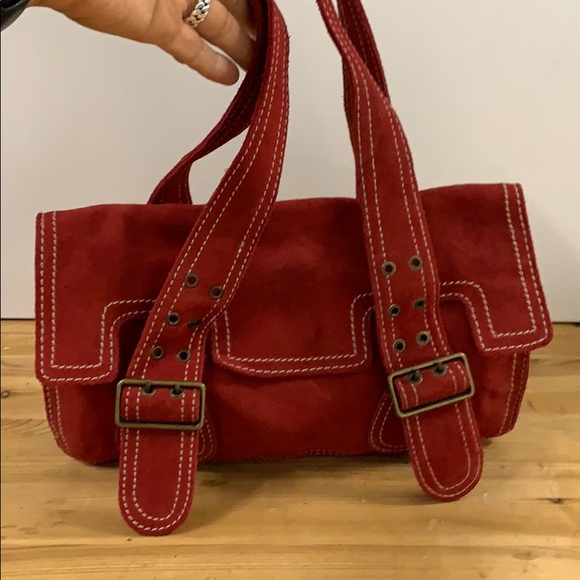 Cynthia Rowley red suede hand bag - Picture 2 of 8